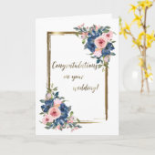 Watercolor Navy &赤面結婚カード カード (黄色い花)