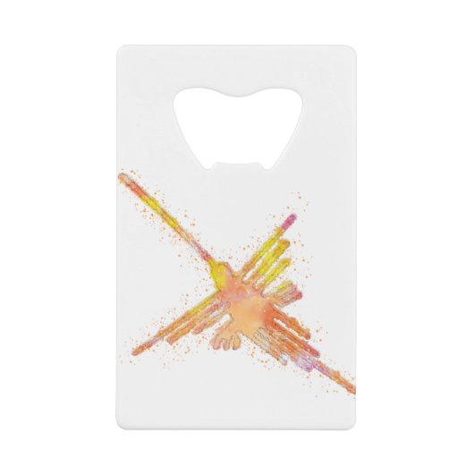 Watercolor Nazca Hummingbird クレジットカード栓抜き (正面)