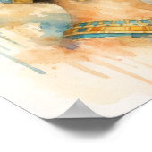 Watercolor Nefertiti Art Print Pharaonic Egyptian  ポスター (角)