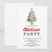 Watercolor Neutral Boho Holiday Party Invitation 招待状 (正面/裏面)
