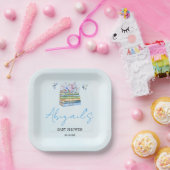 Watercolor New Chapter Begins baby boy shower  ペーパープレート (パーティー)