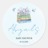 Watercolor New Chapter Begins baby boy shower ラウンドシール (正面)