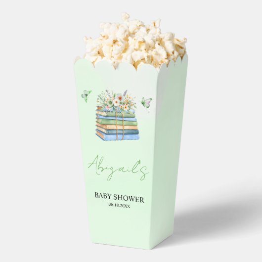 Watercolor New Chapter Begins green baby shower フェイバーボックス (はじけた状態)