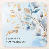 Watercolor New Year's Eve Party  スクエアペーパーコースター (正面)