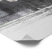 Watercolor New York City Skyline – Manhattan Wall  ポスター (角)