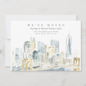 Watercolor New York City Skyline Moving 案内状 (正面)