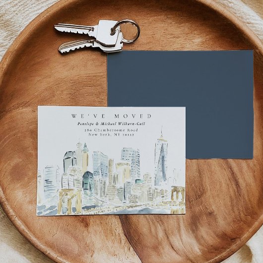 Watercolor New York City Skyline Moving 案内状