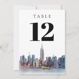 Watercolor New York City Table Number 招待状
