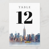 Watercolor New York City Table Number 招待状 (裏面)