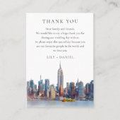 Watercolor New York City Wedding Thank You プレイスカード (正面)
