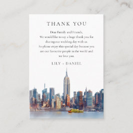 Watercolor New York City Wedding Thank You プレイスカード