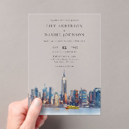 Watercolor New York Destination Wedding アクリル招待状