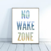 Watercolor No Wake Zone Beach Print ポスター