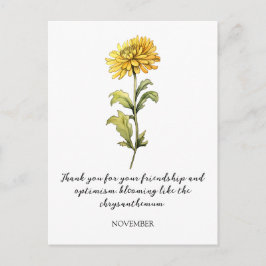 WATERCOLOR NOVEMBER CHRYSANTHEMUM BIRTH FLOWER ポストカード