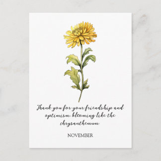 WATERCOLOR NOVEMBER CHRYSANTHEMUM BIRTH FLOWER ポストカード