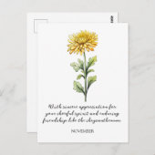 WATERCOLOR NOVEMBER CHRYSANTHEMUM BIRTH FLOWER ポストカード (正面/裏面)
