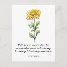 WATERCOLOR NOVEMBER CHRYSANTHEMUM BIRTH FLOWER ポストカード