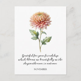 WATERCOLOR NOVEMBER CHRYSANTHEMUM BIRTH FLOWER ポストカード