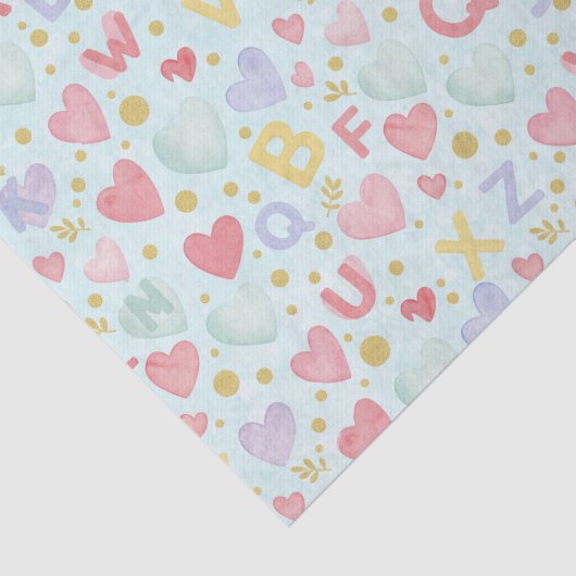 Watercolor Nursery Alphabet & Hearts pattern 薄葉紙 (詳細)