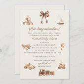 Watercolor Nursery beige toys Virtual Baby Shower 招待状 (正面/裏面)