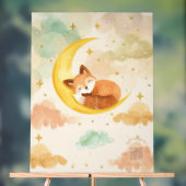 Watercolor Nursery Sign | Sleeping Baby Fox & Moon アクリルサイン (ニュートラル)