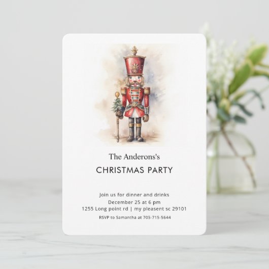 Watercolor Nutcracker Christmas Party  招待状 (スタンド正面)