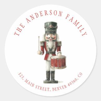 Watercolor nutcracker return address label ラウンドシール