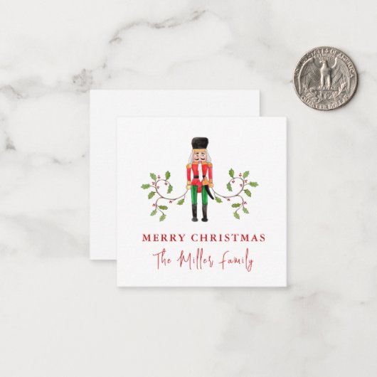 Watercolor Nutcracker Soldier Christmas ノートカード (正面/裏面インサイチュ)
