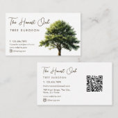  Watercolor Oak Tree Modern Elegant Script 名刺 (正面/裏面)