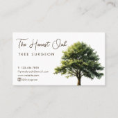  Watercolor Oak Tree Modern Elegant Script 名刺 (正面)