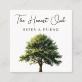 Watercolor Oak Tree Modern Elegant Script 紹介カード (正面)