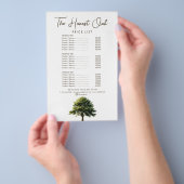 Watercolor Oak Tree Modern Elegant Service Menu チラシ (ハンドル)
