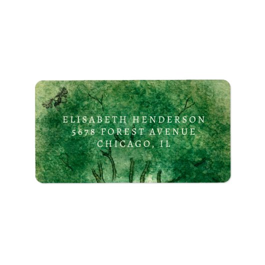 Watercolor Oak Tree Retro Rustic Family Reunion ラベル (正面)