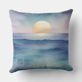 Watercolor Ocean at Twilight Nursery Pillow クッション (裏面)