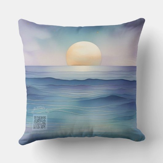Watercolor Ocean at Twilight Nursery Pillow クッション (裏面)