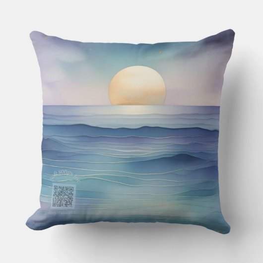 Watercolor Ocean at Twilight Nursery Pillow クッション (正面)