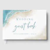 Watercolor Ocean Beach Destination Wedding ゲストブック (正面)