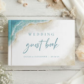 Watercolor Ocean Beach Destination Wedding ゲストブック