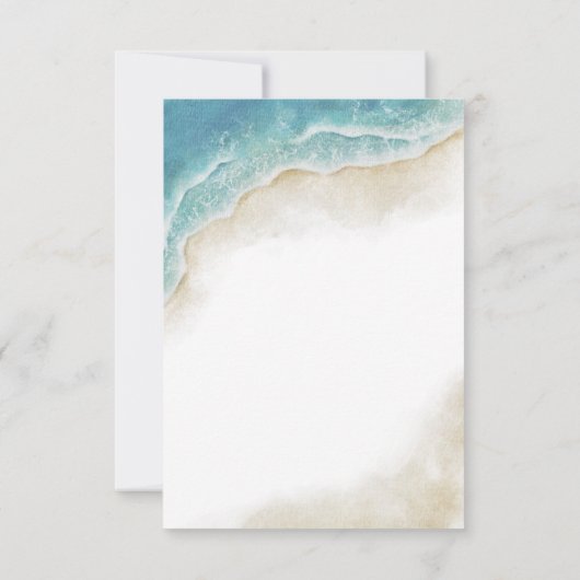 Watercolor Ocean Beach Summer Wedding 出欠カード (裏面)