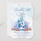 Watercolor Ocean Castle Under the Sea Birthday 招待状 (正面)