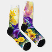 Watercolor Ocean Dolphins Tropical Flowers ソックス (右)