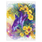 Watercolor Ocean Dolphins Tropical Flowers テーブルクロス (正面)