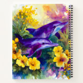 Watercolor Ocean Dolphins Tropical Flowers ノートブック (裏面)