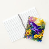Watercolor Ocean Dolphins Tropical Flowers ノートブック (内部)