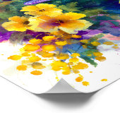 Watercolor Ocean Dolphins Tropical Flowers ポスター (角)