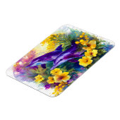 Watercolor Ocean Dolphins Tropical Flowers マグネット (左側)