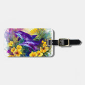 Watercolor Ocean Dolphins Tropical Flowers ラゲッジタグ (正面横)