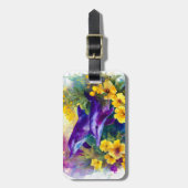 Watercolor Ocean Dolphins Tropical Flowers ラゲッジタグ (正面縦)