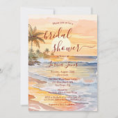 Watercolor Ocean Seaside Beach Bridal Shower 招待状 (正面)