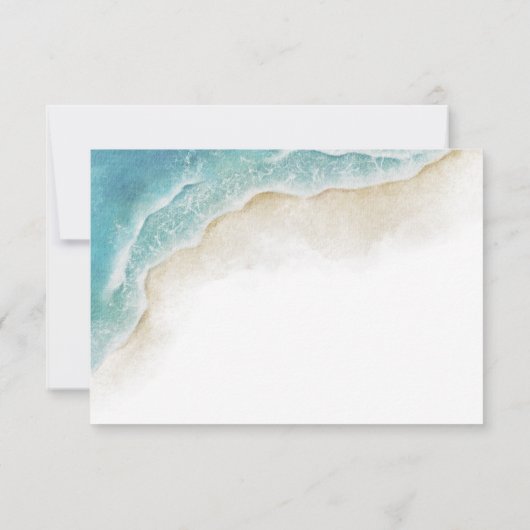 Watercolor Ocean Summer Beach Wedding 出欠カード (裏面)